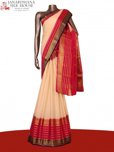 Pure Multi Contrast Mysore Crepe Silk Saree